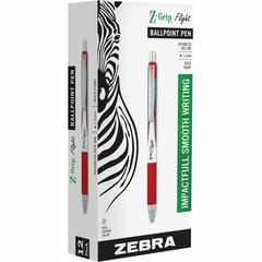 Zebra Pen Z-Grip Flight Retractable Pens - Retractable - Red Ink - 1 Dozen