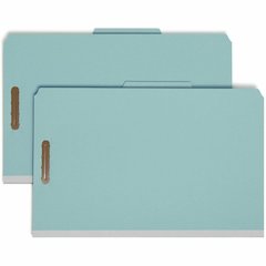 Smead 2/5 Tab Cut Legal Recycled Classification Folder - 8 1/2" x 14" - 3" Expansion - 2 x 2K Fastener - Top Tab Location - Right of Center Tab Position - 3 Divider - 25 pt. - Pressboard - Blue - Eco-