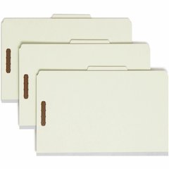 Smead 2/5 Tab Cut Legal Recycled Classification Folder - 8 1/2" x 14" - 3" Expansion - 2 x 2K Fastener - Top Tab Location - Right of Center Tab Position - 3 Divider - 25 pt. - Pressboard - Gray, Green