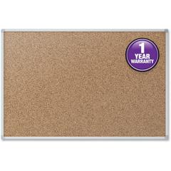Mead Classic Cork Bulletin Board - 36" Height x 48" Width - Natural Cork Surface - Self-healing - Silver Aluminum Frame - 1 Each