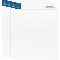 Business Source 25"x30" Self-stick Easel Pads - 30 Sheets - Plain - 25" x 30" Sheet Size - White Paper - Cardboard Cover - Self-stick - 4 / Carton