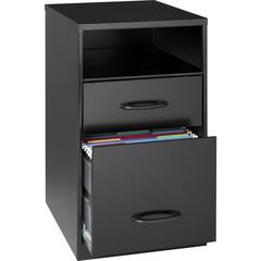 Space Solutions 18" Deep 2 Drawer Organizer Filing Cabinet, Shelf, Black