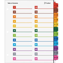Cardinal OneStep Printable Dividers - 24 Print-on Tab(s) - 8.5" Divider Width x 11" Divider Length - Letter - 3 Hole Punched - Multicolor Divider - Multicolor Tab(s) - Reinforced Edges, Reinforced Tab