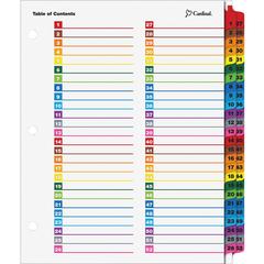 Cardinal OneStep Printable Dividers - 52 Print-on Tab(s) - 52 Tab(s)/Set - 8.5" Divider Width x 11" Divider Length - Letter - 3 Hole Punched - Multicolor Divider - Multicolor Tab(s) - Reinforced Edges