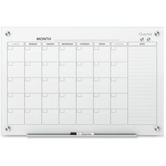 Quartet Infinity Glass Dry-Erase Calendar Board - Monthly - 1 Month - White - Tempered Glass - 24" Height x 36" Width - Magnetic, Durable, Stain Resistant, Ghost Resistant, Scratch Resistant, Dent Res
