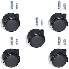 Lorell Premium Soft Dual-Wheel Casters Set - 2.50" Diameter - Nylon, Metal - Black - 1 Set