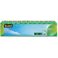 Scotch 3/4"W Magic Greener Tape Rolls - 25 yd Length x 0.75" Width - 1" Core - Split Resistant, Tear Resistant, Yellowing Resistant - For Office - 12 / Pack - Matte - Clear