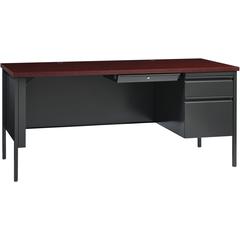 Lorell Fortress Series 66" Right-Pedestal Desk - Rectangle Top - 66" Table Top Width x 30" Table Top Depth x 1.12" Table Top Thickness - 29.50" Height - Office, File - Assembly Required - Laminated, M