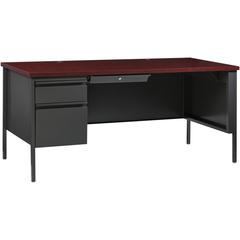 Lorell Fortress Series Left-Pedestal Desk - Rectangle Top - 66" Table Top Width x 30" Table Top Depth x 1.12" Table Top Thickness - 29.50" Height x 66" Width x 30" Depth - Office, File - Assembly Requ