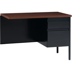 Lorell Fortress Series Right-Pedestal Return - Rectangle Top - 42" Table Top Width x 24" Table Top Depth x 1.12" Table Top Thickness - 29.50" Height - Office, File - Assembly Required - Black Walnut, 