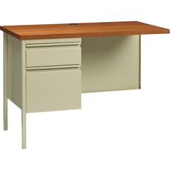 Lorell Fortress Series Left-Pedestal Return - Rectangle Top - 42" Table Top Width x 24" Table Top Depth x 1.12" Table Top Thickness - 29.50" Height - Office, File - Assembly Required - Oak, Oak Lamina