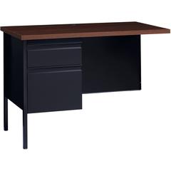 Lorell Fortress Series Left-Pedestal Return - Rectangle Top - 42" Table Top Width x 24" Table Top Depth x 1.12" Table Top Thickness - 29.50" Height - Office, File - Assembly Required - Black Walnut, L