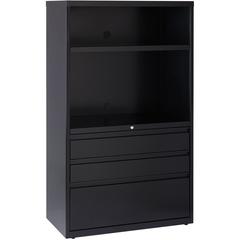 Lorell File/File Lateral File Combo Unit - 36" Width x 18.6" Depth x 60" Height - 2 x Shelf(ves) - 3 x Drawer(s) for Box, File - Legal, Letter, A4 - Lateral - Cable Management, Leveling Glide, Adjusta