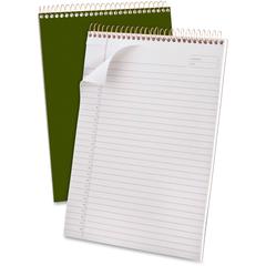 Ampad Gold Fibre Classic Wirebound Legal Pads - 70 Sheets - Wire Bound - 0.34" Ruled - 20 lb Basis Weight - 8 1/2" x 11 3/4" - White Paper - Classic Green Cover - Micro Perforated, Stiff-back, Chipboa