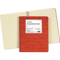 Ampad Retro Computation Notebook - 75 Sheets - Double Wire Spiral - 24 lb Basis Weight - 9 1/4" x 11 3/4" - Ivory Paper - RedPressboard Cover - Numbered, Heavy Duty Cover, Hard Cover, Chipboard Backin