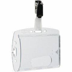 DURABLE Rotating Strap Clip ID Card Holder - Support 2.13" x 3.35" Media - 2.1" Height x 3.3" Width - Acrylic - Transparent - 25 / Box