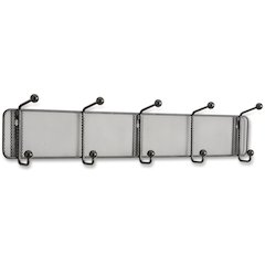 Safco Onyx 5-hook Steel Mesh Wall Rack - 5 Hooks - 5.5" Height x 26.8" Width - for Scarf, Hat, Coat, Garment - Steel - Black - 1 Each