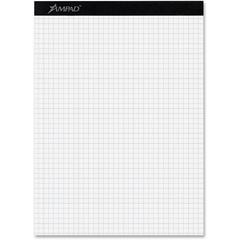 Ampad Quad-ruled Double Sheet Writing Pads - 100 Sheets - Both Side Ruling Surface - 15 lb Basis Weight - 8 1/2" x 11 3/4" - 0.41" x 8.5" x 11.8" - White Paper - Dual Sided, Micro Perforated, Easy Tea
