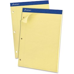 Ampad Evidence Narrow Ruled Dual Pad - 100 Sheets - 15 lb Basis Weight - 8 1/2" x 11 3/4" Sheet Size - 11.75" Height x 8.5" Width x 0.4" Depth - Canary Paper - Micro Perforated, Easy Tear, Rigid, Chip