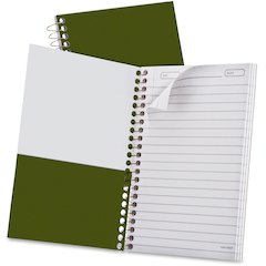 Ampad Gold Fibre Personal Notebook - 100 Sheets - Wire Bound - 0.28" Ruled - 20 lb Basis Weight - 5" x 7" Sheet Size - White Paper - Classic Green Kraft Cover - Micro Perforated, Rigid, Chipboard Back
