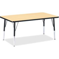 Jonti-Craft Berries Height Maple Top Black Edge Rectangle Table - Laminated Rectangle, Maple Top - Adjustable Height - 15" to 24" Adjustment - 48" Table Top Length x 30" Table Top Width x 1.13" Table 