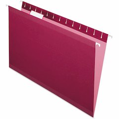 Pendaflex 1/5 Tab Cut Legal Hanging Folder - 8 1/2" x 14" - Internal Pocket - 11 pt. - Burgundy - Reinforced, Tear Resistant, Durable - 25 / Box