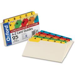 Oxford A-Z Laminated Tab Card Guides - 25 x Divider(s) - Printed Tab(s) - Character - A-Z - 5" Divider Width - Manila Divider - Assorted Tab(s) - Laminated, Durable, Heavy Duty, Tear Resistant, Bend R