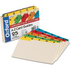 Oxford A-Z Laminated Tab Card Guides - 25 x Divider(s) - Printed Tab(s) - Character - A-Z - 6" Divider Width - Manila Divider - Assorted Tab(s) - Laminated, Durable, Heavy Duty, Tear Resistant, Bend R