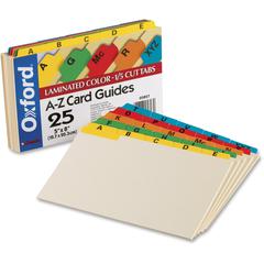 Oxford A-Z Laminated Tab Card Guides - 25 x Divider(s) - Printed Tab(s) - Character - A-Z - 8" Divider Width - Manila Divider - Assorted Tab(s) - Laminated, Durable, Heavy Duty, Tear Resistant, Bend R