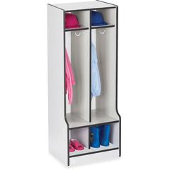 Jonti-Craft Rainbow Accents Double Coat Hooks Step Locker - 2 Compartment(s) - 50.5" Height x 20" Width x 17.5" Depth - Double Hook, Durable - Black - 1 Each