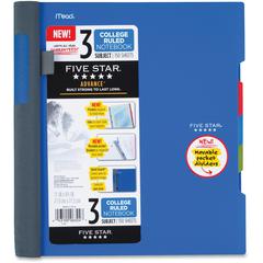Mead College Ruled Subject Notebooks - 150 Pages - Spiral - 11" x 10.1" - AssortedPlastic Cover - Tab, Divider, Durable, Subject, Snag Resistant, Expandable Pocket, Pen Loop - 1 Each