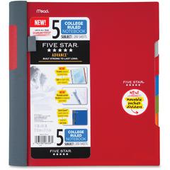 Mead College Ruled Subject Notebooks - 200 Pages - Spiral - 11" x 10.2" - AssortedPlastic Cover - Tab, Divider, Durable, Subject, Snag Resistant, Expandable Pocket, Pen Loop - 1 Each