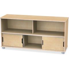 Jonti-Craft TrueModern Storage Shelves - 24" Height x 48.5" Width x 15" Depth - Durable, Yellowing Resistant, Rounded Corner, Sliding Door - UV Acrylic - Baltic - Anodized Aluminum, Baltic Birch - 1 E