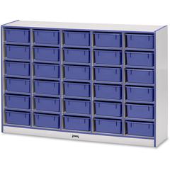 Jonti-Craft Rainbow Accents Mobile Tub Bin Storage - 30 Compartment(s) - 42" Height x 60" Width x 15" Depth - Durable, Laminated - Blue - Hard Rubber - 1 Each