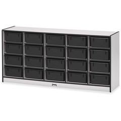 Jonti-Craft Rainbow Accents Cubbie Mobile Storage - 20 Compartment(s) - 29.5" Height x 24.5" Width x 15" Depth - Durable, Laminated - Black - Hard Rubber - 1 Each