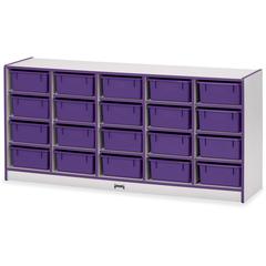 Jonti-Craft Rainbow Accents Cubbie Mobile Storage - 20 Compartment(s) - 29.5" Height x 24.5" Width x 15" Depth - Durable, Laminated - Purple - Hard Rubber - 1 Each