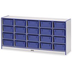 Jonti-Craft Rainbow Accents Mobile Tub Bin Storage - 20 Compartment(s) - 29.5" Height x 24.5" Width x 15" Depth - Durable, Laminated - Blue - Hard Rubber - 1 Each