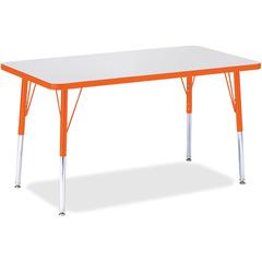 Jonti-Craft Berries Adult Height Color Edge Rectangle Table - Laminated Rectangle, Orange Top - Four Leg Base - 4 Legs - Adjustable Height - 24" to 31" Adjustment - 36" Table Top Length x 24" Table To