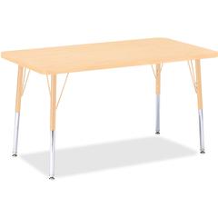 Jonti-Craft Berries Adult Height Maple Top/Edge Rectangle Table - Laminated Rectangle, Maple Top - Four Leg Base - 4 Legs - Adjustable Height - 24" to 31" Adjustment - 36" Table Top Length x 24" Table