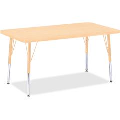 Jonti-Craft Berries Elementary Maple Top/Edge Rectangle Table - Laminated Rectangle, Maple Top - Four Leg Base - 4 Legs - Adjustable Height - 15" to 24" Adjustment - 36" Table Top Length x 24" Table T