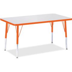 Jonti-Craft Berries Elementary Height Color Edge Rectangle Table - Gray Rectangle Top - Four Leg Base - 4 Legs - Adjustable Height - 15" to 24" Adjustment - 36" Table Top Length x 24" Table Top Width 