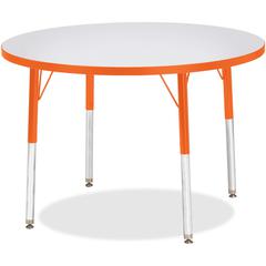 Jonti-Craft Berries Adult Height Color Edge Round Table - Laminated Round, Orange Top - Four Leg Base - 4 Legs - Adjustable Height - 24" to 31" Adjustment x 1.13" Table Top Thickness x 36" Table Top D