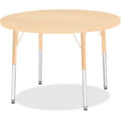 Jonti-Craft Berries Adult Height Maple Top/Edge Round Table - Laminated Round, Maple Top - Four Leg Base - 4 Legs - Adjustable Height - 24" to 31" Adjustment x 1.13" Table Top Thickness x 36" Table To