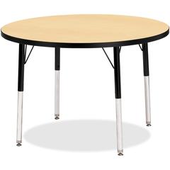 Jonti-Craft Berries Elementary Height Color Top Round Table - Laminated Round, Maple Top - Four Leg Base - 4 Legs - Adjustable Height - 15" to 24" Adjustment x 1.13" Table Top Thickness x 36" Table To