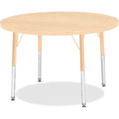 Jonti-Craft Elementary Height Maple Round Table - Laminated Round, Maple Top - Four Leg Base - 4 Legs - Adjustable Height - 15" to 24" Adjustment x 1.13" Table Top Thickness x 36" Table Top Diameter -
