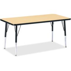 Jonti-Craft Berries Elementary Height Color Top Rectangle Table - Laminated Rectangle, Maple Top - Four Leg Base - 4 Legs - Adjustable Height - 15" to 24" Adjustment - 48" Table Top Length x 24" Table