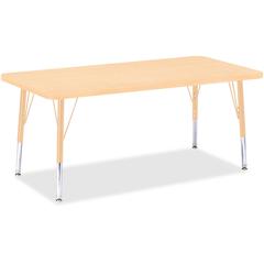 Jonti-Craft Berries Adult Height Maple Top/Edge Rectangle Table - Laminated Rectangle, Maple Top - Four Leg Base - 4 Legs - Adjustable Height - 24" to 31" Adjustment - 48" Table Top Length x 24" Table