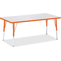 Jonti-Craft Berries Elementary Height Color Edge Rectangle Table - Laminated Rectangle, Orange Top - Four Leg Base - 4 Legs - Adjustable Height - 15" to 24" Adjustment - 60" Table Top Length x 30" Tab
