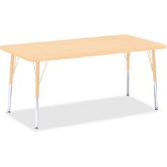 Jonti-Craft Berries Adult Height Maple Top/Edge Rectangle Table - Laminated Rectangle, Maple Top - Four Leg Base - 4 Legs - Adjustable Height - 24" to 31" Adjustment - 60" Table Top Length x 30" Table