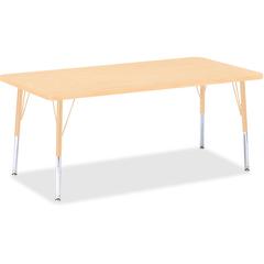 Jonti-Craft Berries Elementary Maple Top/Edge Rectangle Table - Laminated Rectangle, Maple Top - Four Leg Base - 4 Legs - Adjustable Height - 15" to 24" Adjustment - 60" Table Top Length x 30" Table T
